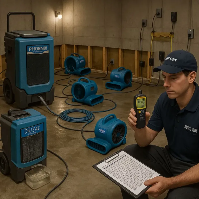 Structural Drying and Dehumidification process in Buxton, ME